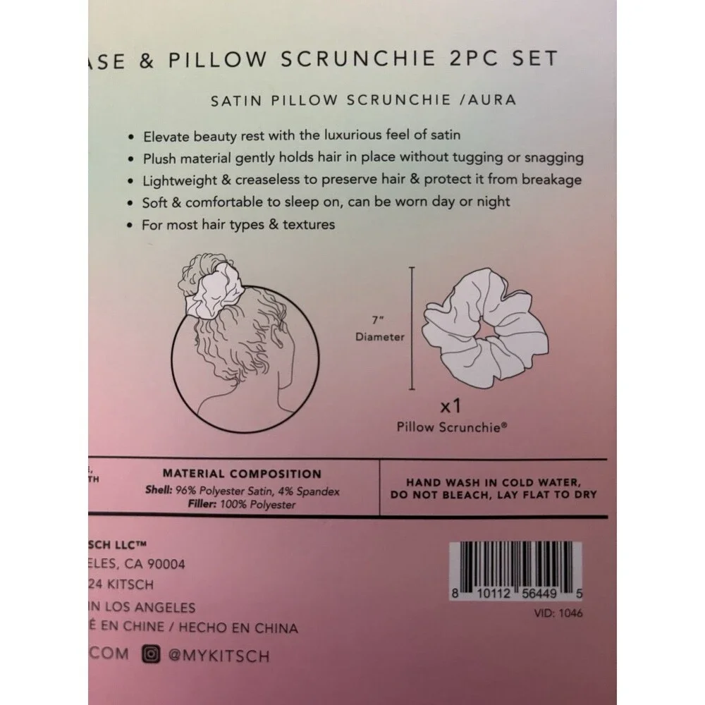 Kit-sch Well Rested Satin Pillowcase Pillow Scrunchie 2 Pc Set Iridescent Aura
